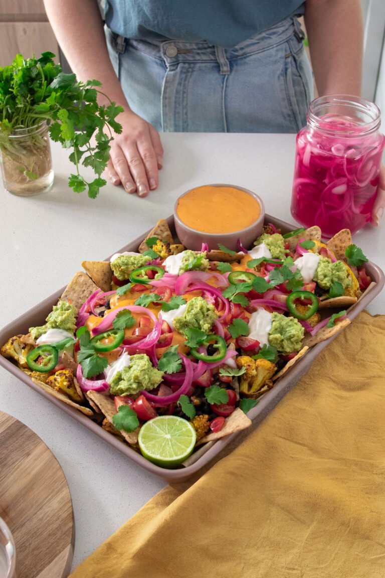 Healthier Loaded Vegan Nachos with Dairy-Free Queso (Gluten-Free)