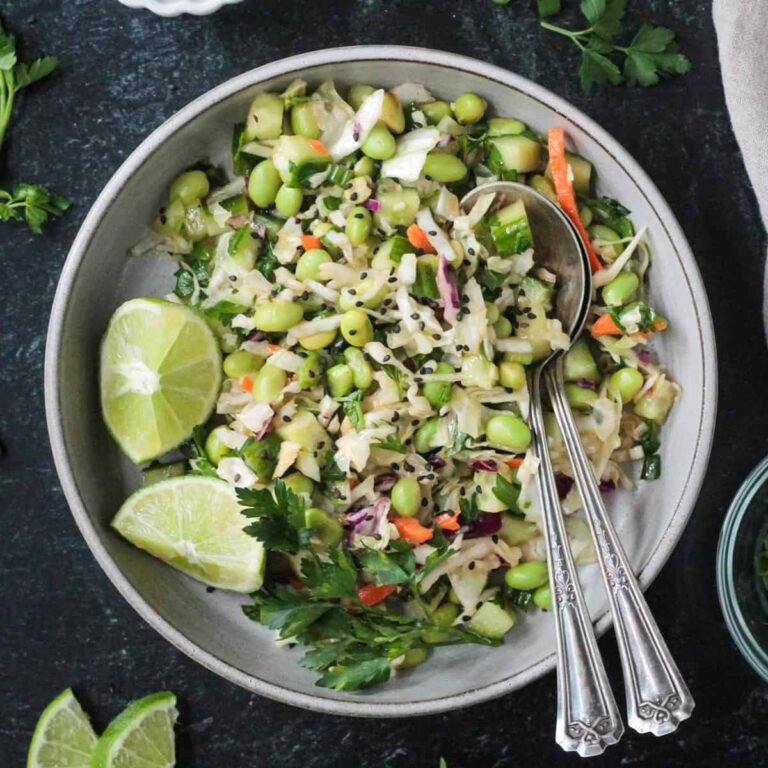 Cucumber Edamame Salad with Ginger Lime Dressing