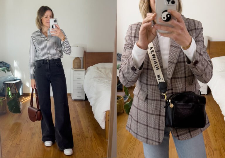 What I Wore: Leather Jackets + Plaid Blazers